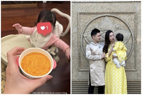 Đỗ Mỹ Linh khoe đồ ăn dặm cho con, cháu gái Bầu Hiển 8 tháng tuổi bụ bẫm, 2 tay
