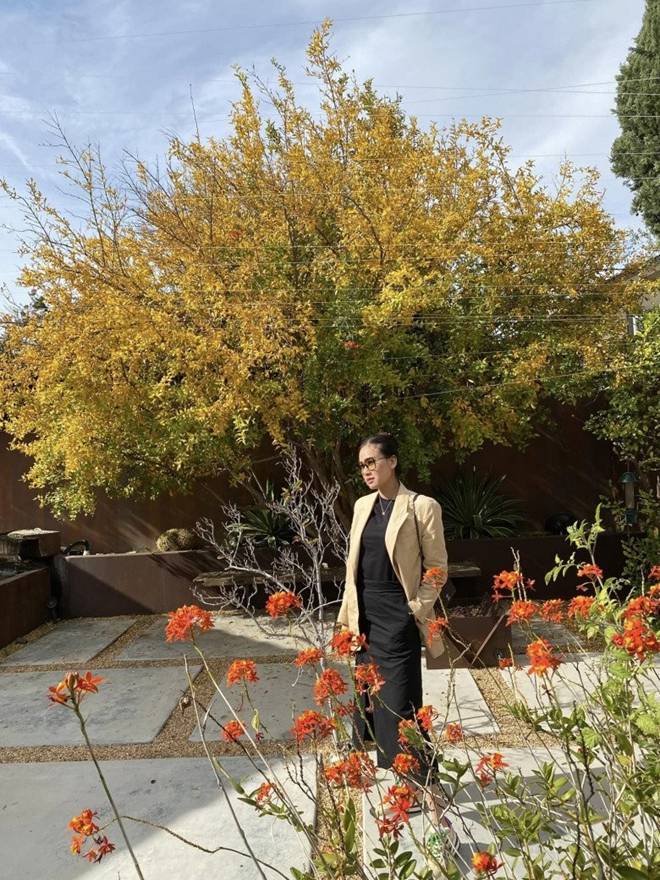 Nhà của Hoa hậu Dương Mỹ Linh ở Mỹ: Vườn đẹp như quán cà phê, trước cửa có loài hoa rực rỡ-14