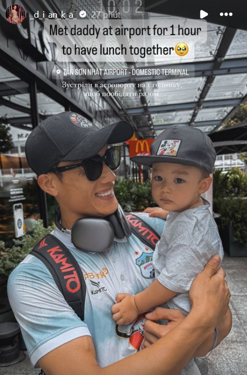 Vợ Tây của Bùi Tiến Dũng lộ mắt thâm quầng, đưa con trai đến sân bay hội ngộ với chồng chỉ vỏn vẹn một tiếng rồi lại xa nhau-2