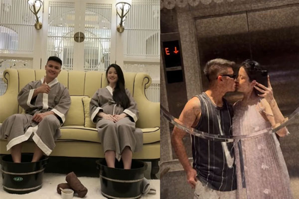 Tuần trăng mật của Quang Hải và Chu Thanh Huyền: Khoá môi dưới pháo hoa, nàng WAG lộ rõ bụng bầu vượt mặt-11