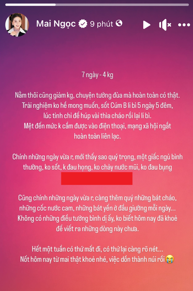 Mai Ngọc tiết lộ lý do sụt 4kg trong một tuần, nhận ra: Có những thứ mất đi, có thứ lại càng rõ nét…”-2