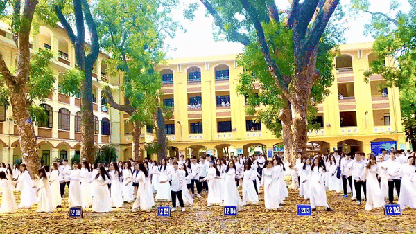 3 phút trầm trồ với màn dân vũ đắt giá tại ngôi trường có view đẹp nhất Hà Nội: Khi áo dài gặp mùa lá rụng!-1