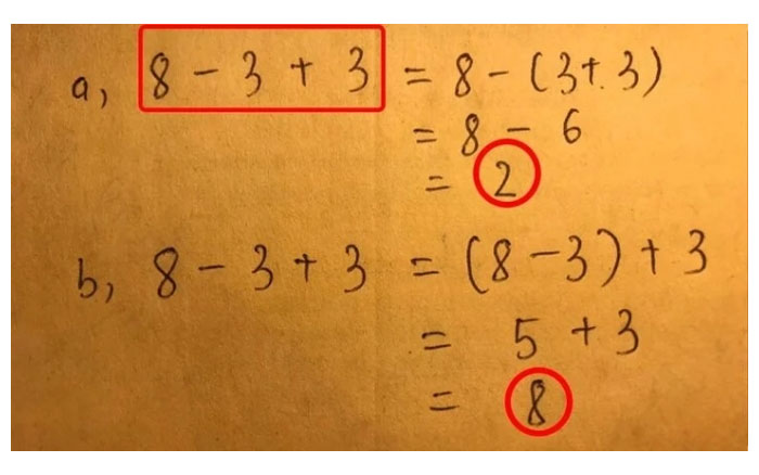 Thêm 1 bài Toán khiến dân tình tranh cãi từ sáng tới khuya, đích thân giáo viên phải lên tiếng: 8 - 3 + 3 sẽ bằng 2 hay 8?-1