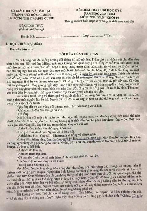 Xôn xao đề Văn cuối kỳ lớp 10 dài 3 mặt A4, đọc 30 phút không xong, đến sinh viên sư phạm còn than sao kinh khủng thế-1