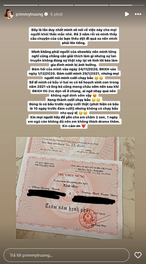 Vợ thiếu gia Phan Thành bất ngờ công khai giấy đăng ký kết hôn, làm rõ 1 tin đồn sai sự thật từ lâu: Chuyện gì đây?-2