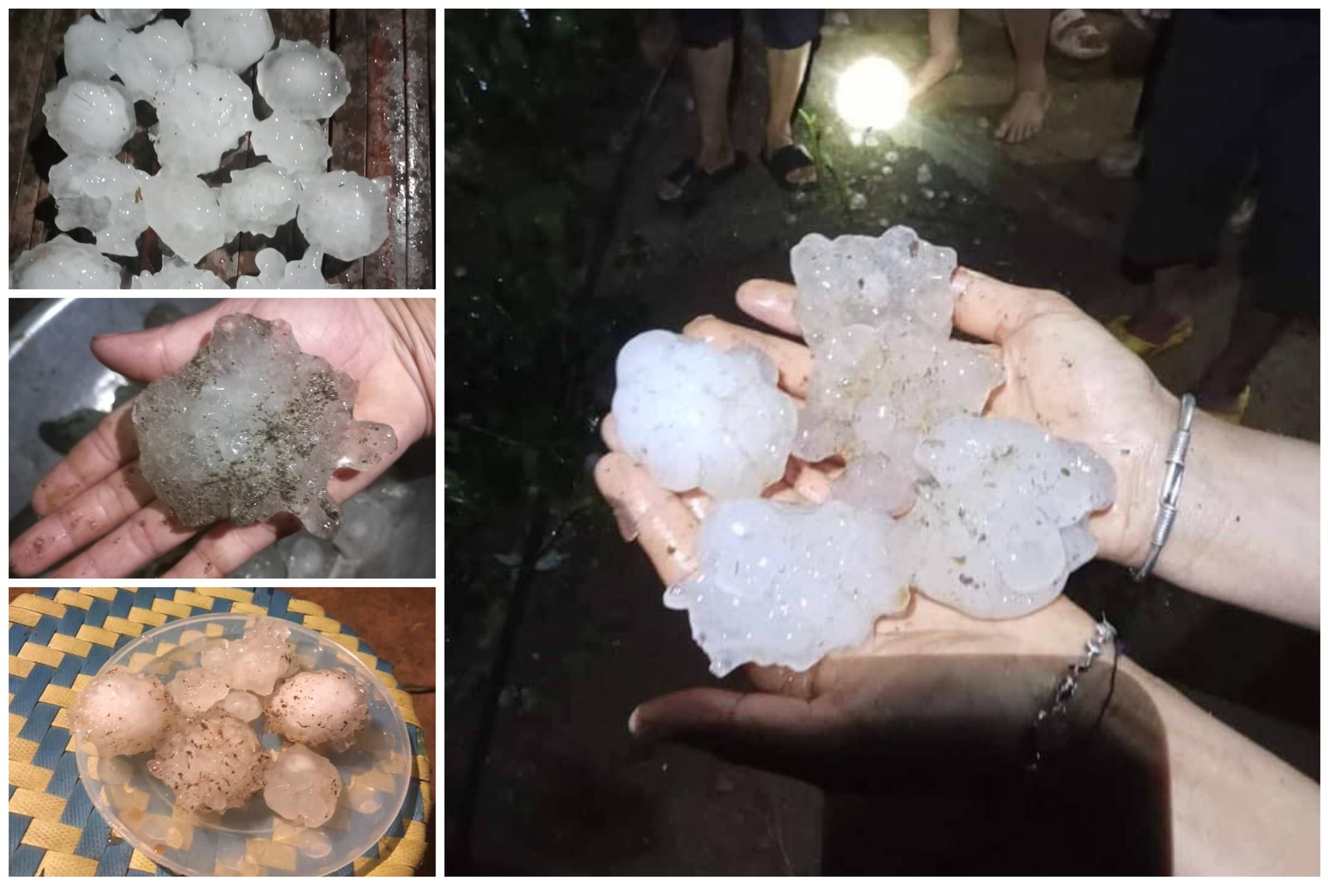 Mưa đá trút xuống Sơn La, hạt to bằng nắm tay, xuyên thủng mái nhà-1