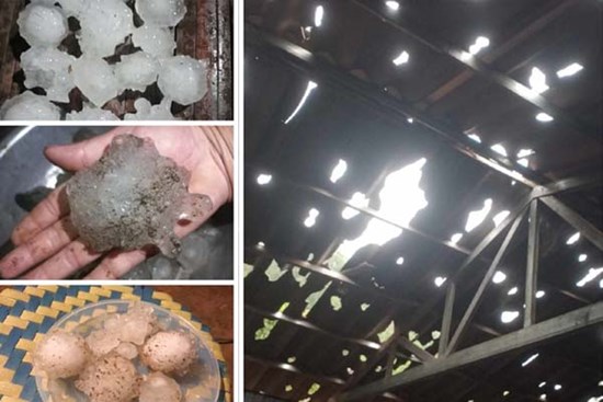 Mưa đá trút xuống Sơn La, hạt to bằng nắm tay, xuyên thủng mái nhà