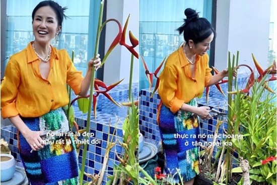 Diva Hồng Nhung cắt hoa vào cắm trong penthouse khu nhà giàu, dân mạng bình luận 