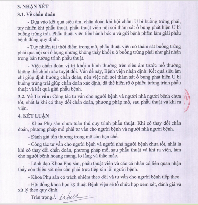 Siêu âm u nang buồng trứng phải, phẫu thuật bên trái: Bệnh viện xin lỗi-2