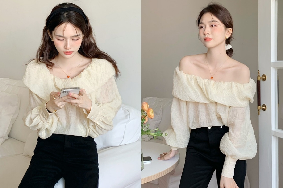 Kiểu áo trễ vai đáng sắm nhất trong mùa hè: Diện được 2 kiểu, từ thanh lịch đến gợi cảm-1