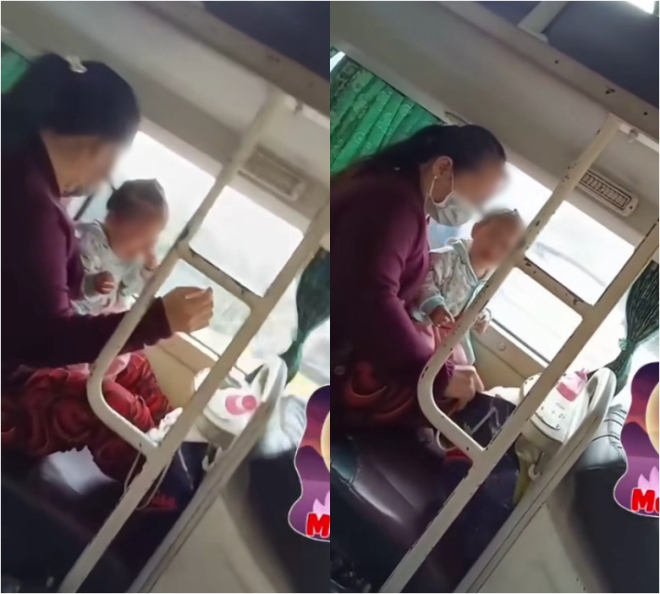 Đoạn clip trên xe khách gây phẫn nộ: Em bé khoảng 2 tuổi khóc thét vì bị người phụ nữ tát đôm đốp vào mặt-1