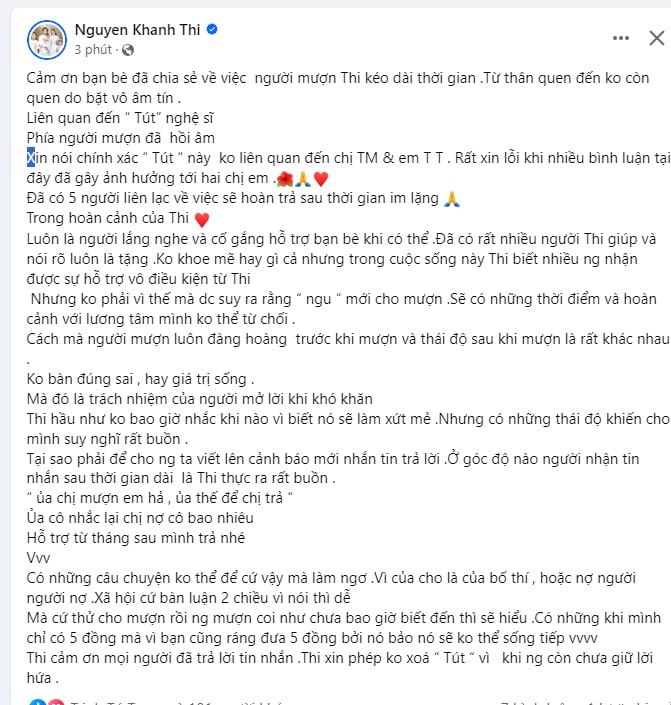 Khánh Thi xóa status xin lỗi Thủy Tiên, có động thái lạ sau khi hứng gạch đá vì drama đòi nợ-2