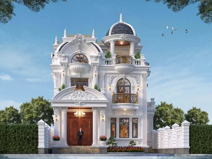 Mẫu thiết kế nhà 3 tầng tân cổ điển sang trọng và đẳng cấp-1