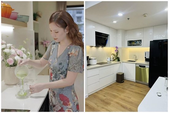 Vợ Công Lý, MC Đan Lê cùng khoe căn bếp trắng tinh: Một bên nhỏ xinh, một bên rộng đẹp