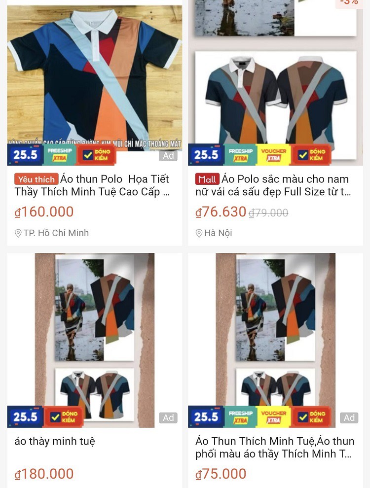 Xuất hiện loạt áo thun giống trang phục của sư Minh Tuệ”, shop online bán cả nghìn chiếc-3