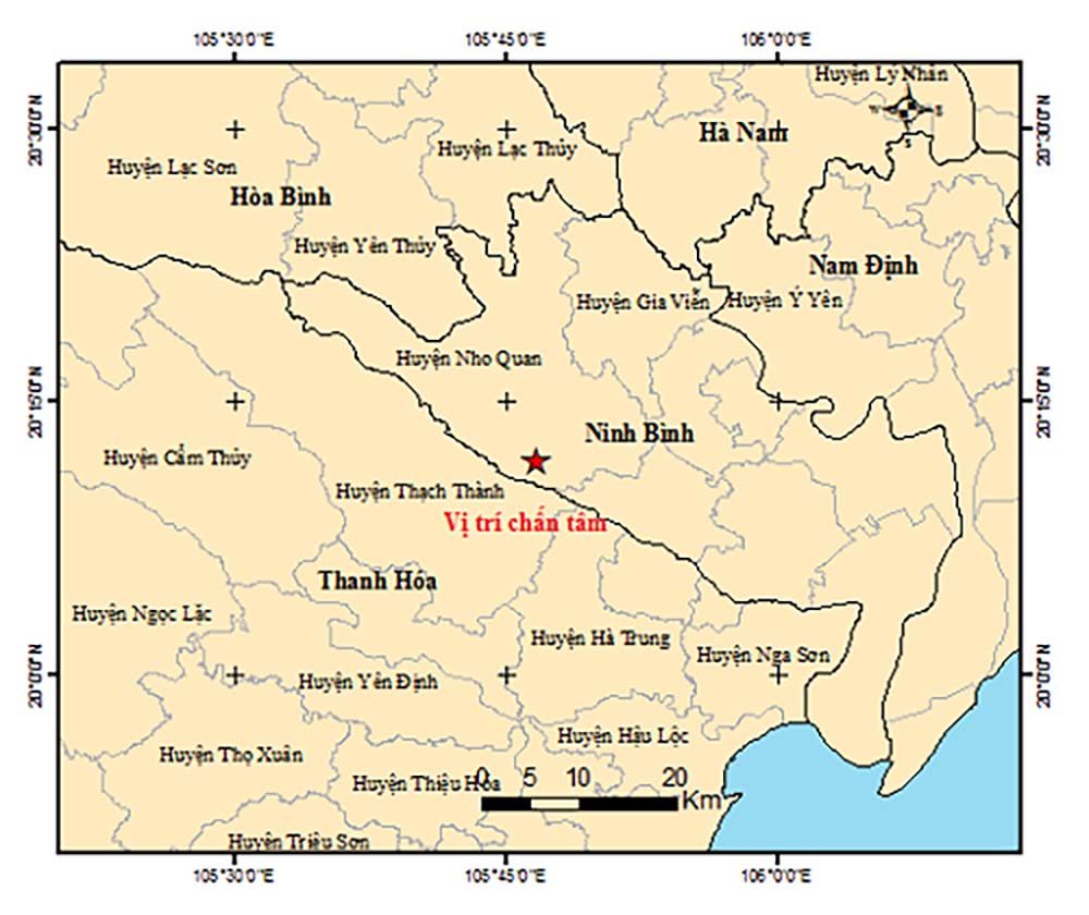 Động đất 3.4 độ richter ở Ninh Bình, độ sâu tiêu chấn 17km-1