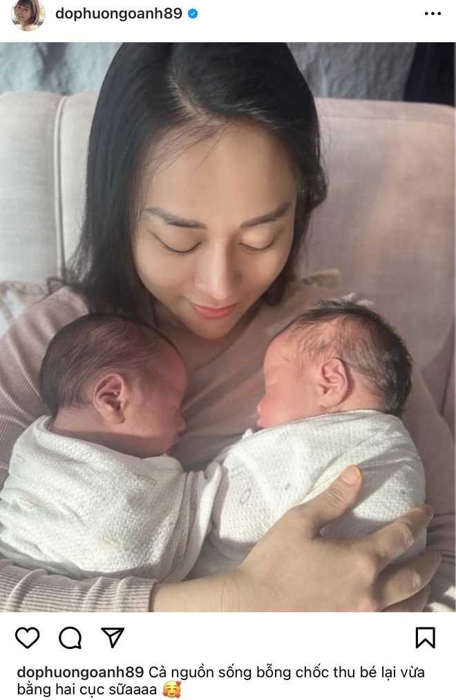 Phương Oanh khoe ảnh bồng bế cặp song sinh, nhan sắc mẹ bỉm nghiện con gây chú ý-1