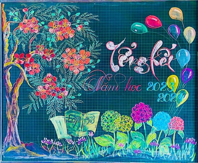 Giáo viên khoe tài trang trí bảng đẹp như tranh vẽ gây bão mạng-9