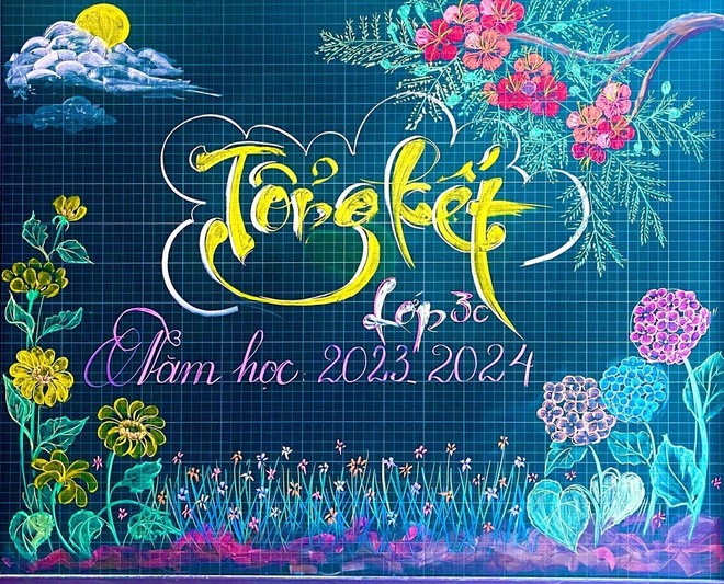 Giáo viên khoe tài trang trí bảng đẹp như tranh vẽ gây bão mạng-8