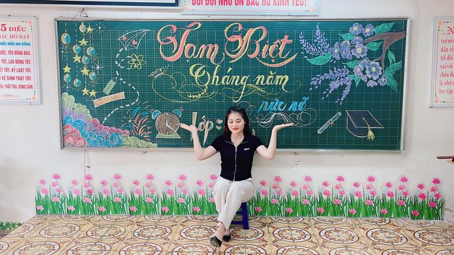 Giáo viên khoe tài trang trí bảng đẹp như tranh vẽ gây bão mạng-6