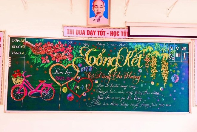 Giáo viên khoe tài trang trí bảng đẹp như tranh vẽ gây bão mạng-5