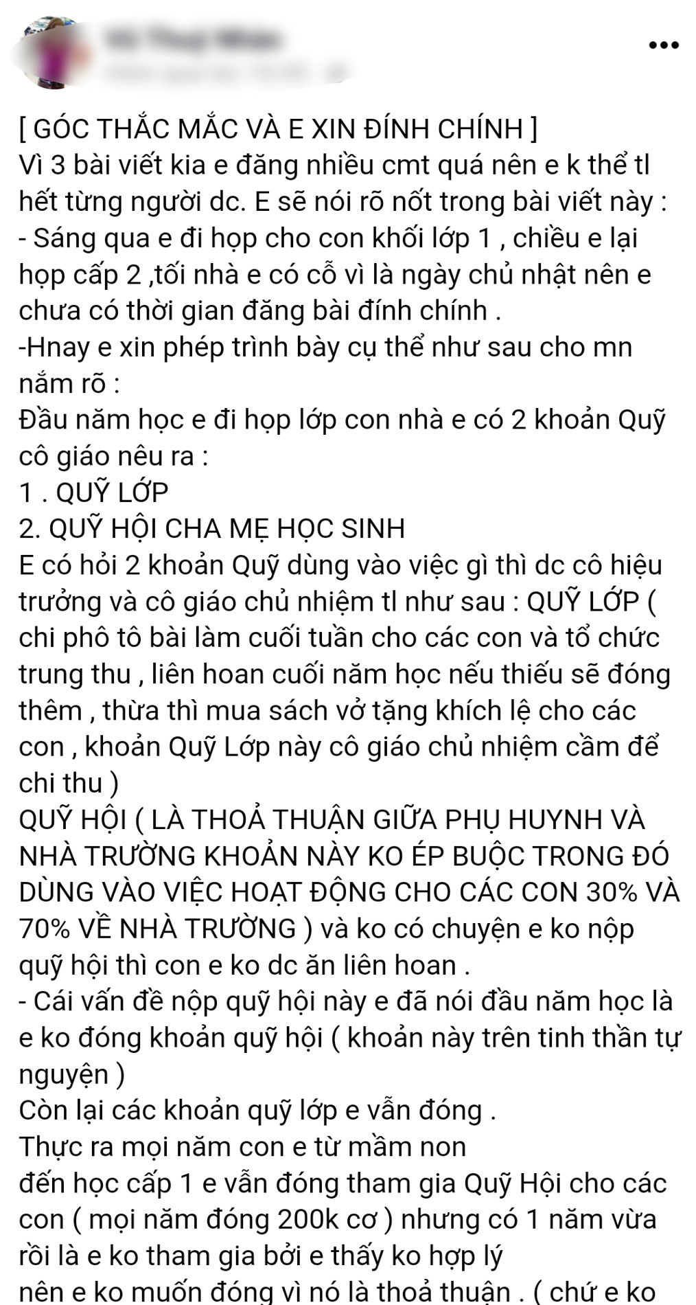 Vụ học sinh lớp 1 không được ăn liên hoan: Người mẹ lên tiếng-2
