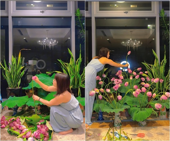 Vợ Mạnh Trường cắm hoa sen như một khu vườn trong nhà, Đan Lê thốt lên: Đầu tư-2