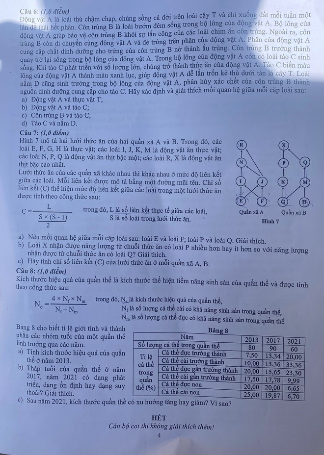 Đề thi Toán, Sinh học vào lớp 10 THPT chuyên Khoa học Tự nhiên Hà Nội-5