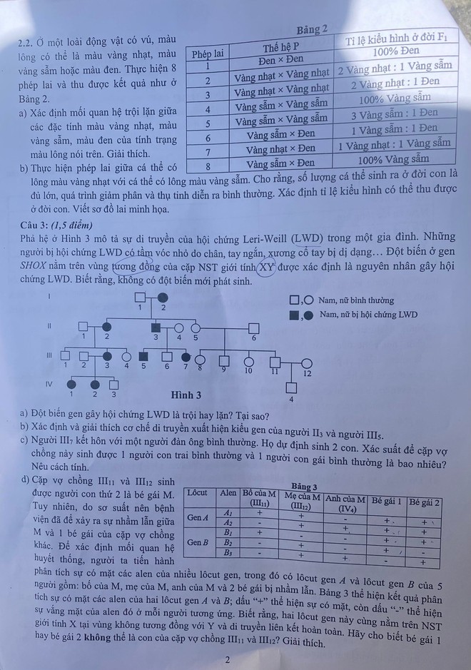 Đề thi Toán, Sinh học vào lớp 10 THPT chuyên Khoa học Tự nhiên Hà Nội-3