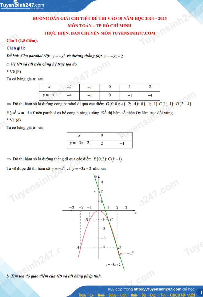 Dưới đây là gợi ý đáp án đề thi môn Toán vào 10 năm 2024 TP.HCM.-3