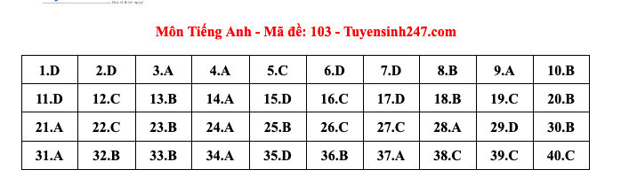 Đáp án gợi ý môn tiếng Anh thi lớp 10 Hà Nội năm 2024-3