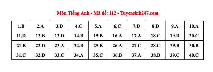 Đáp án gợi ý môn tiếng Anh thi lớp 10 Hà Nội năm 2024-12