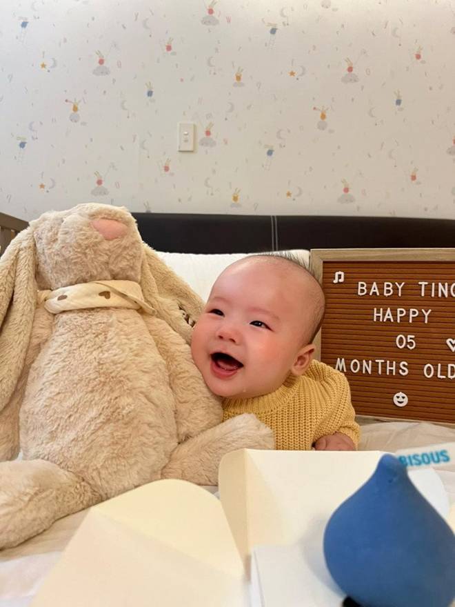 Con trai Lê Âu Ngân Anh điển trai trắng trẻo hệt như hoàng tử bé, 6 tháng tuổi ăn khỏe, đã biết gọi ba ơi-6