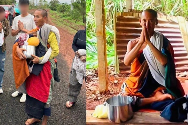 Clip hàng trăm người dân đi theo khi ông Thích Minh Tuệ khất thực ở nhà dân sáng nay-2