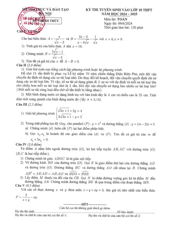 Đáp án đề thi vào lớp 10 Hà Nội năm 2024 CHÍNH THỨC-3