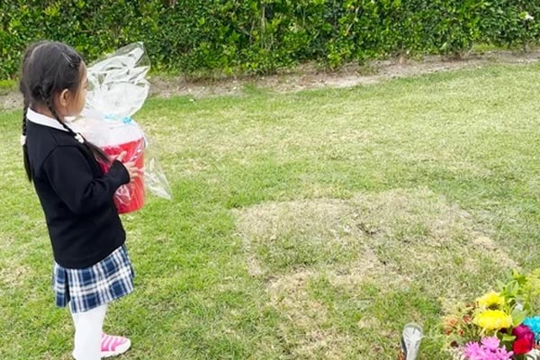 Con gái Đức Tiến hôn lên mộ khi ra viếng thăm bố-4