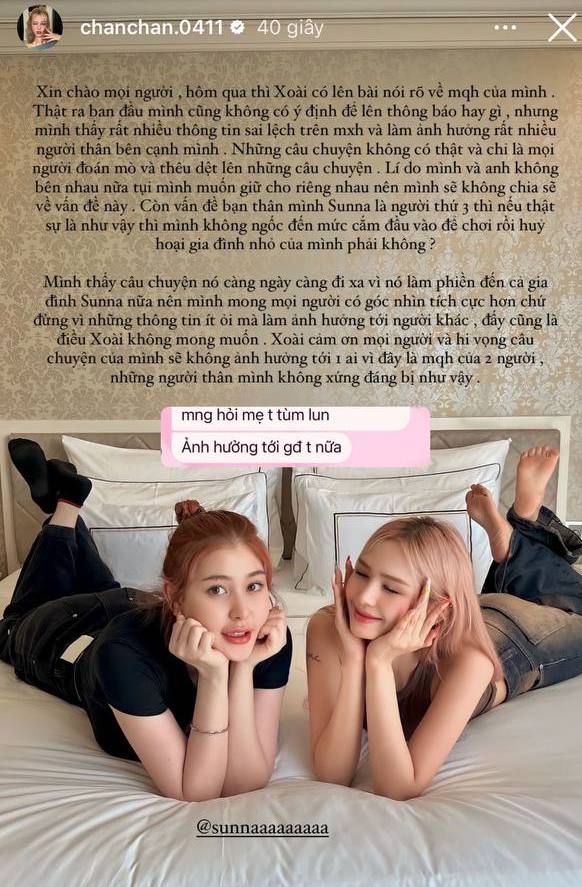 Xoài Non làm rõ tin đồn mối quan hệ giữa Xemesis và bạn thân Sunna, tuyên bố 1 điều về lý do ly hôn-1