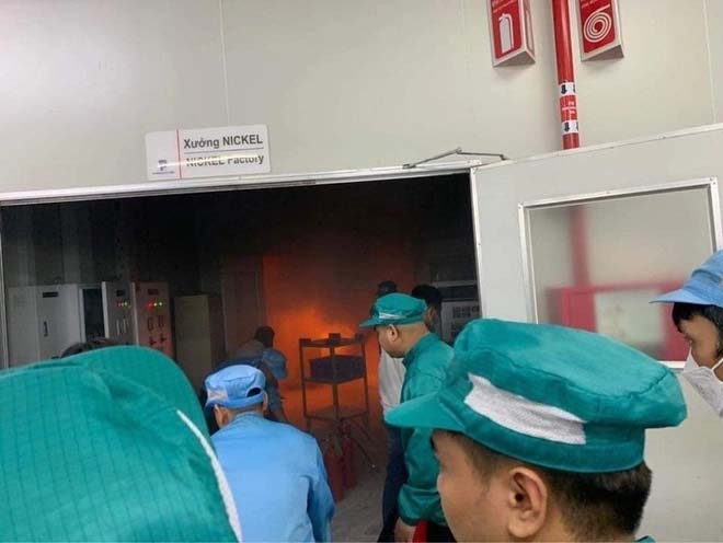 Cháy tại công ty linh kiện điện tử trong khu công nghiệp ở Vĩnh Phúc-2