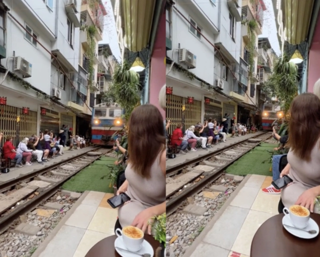 Cô gái lao ra giữa cà phê đường tàu Hà Nội, bất chấp còi hú inh ỏi: Clip khiến nhiều người khó hiểu-2