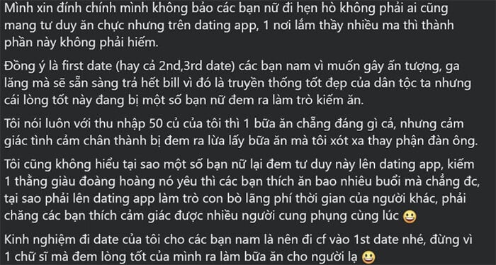 Chàng trai lương 50 triệu đồng cay đắng cảnh báo bẫy ăn chực trên app hẹn hò-2