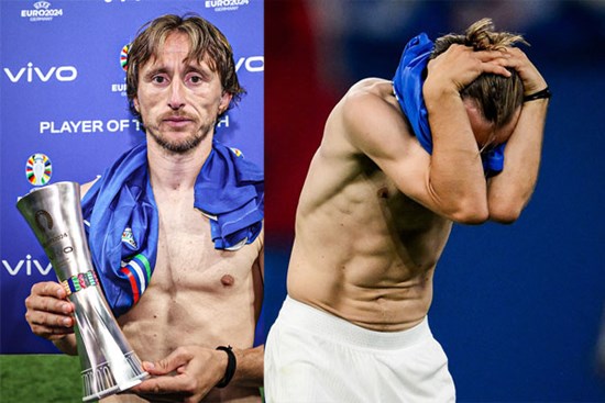 Khuôn mặt đau khổ của Luka Modric khi nhận giải cá nhân