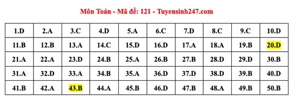 Đáp án tham khảo môn Toán thi tốt nghiệp THPT năm 2024 - 24 mã đề-8
