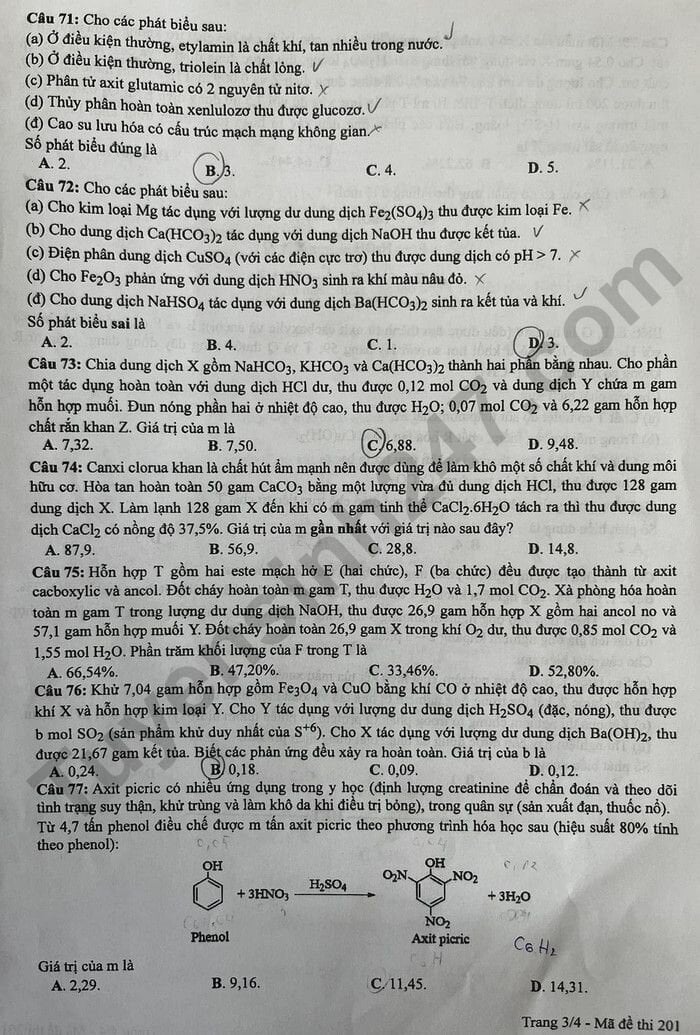 Đề Hóa học thi tốt nghiệp THPT 2024-3