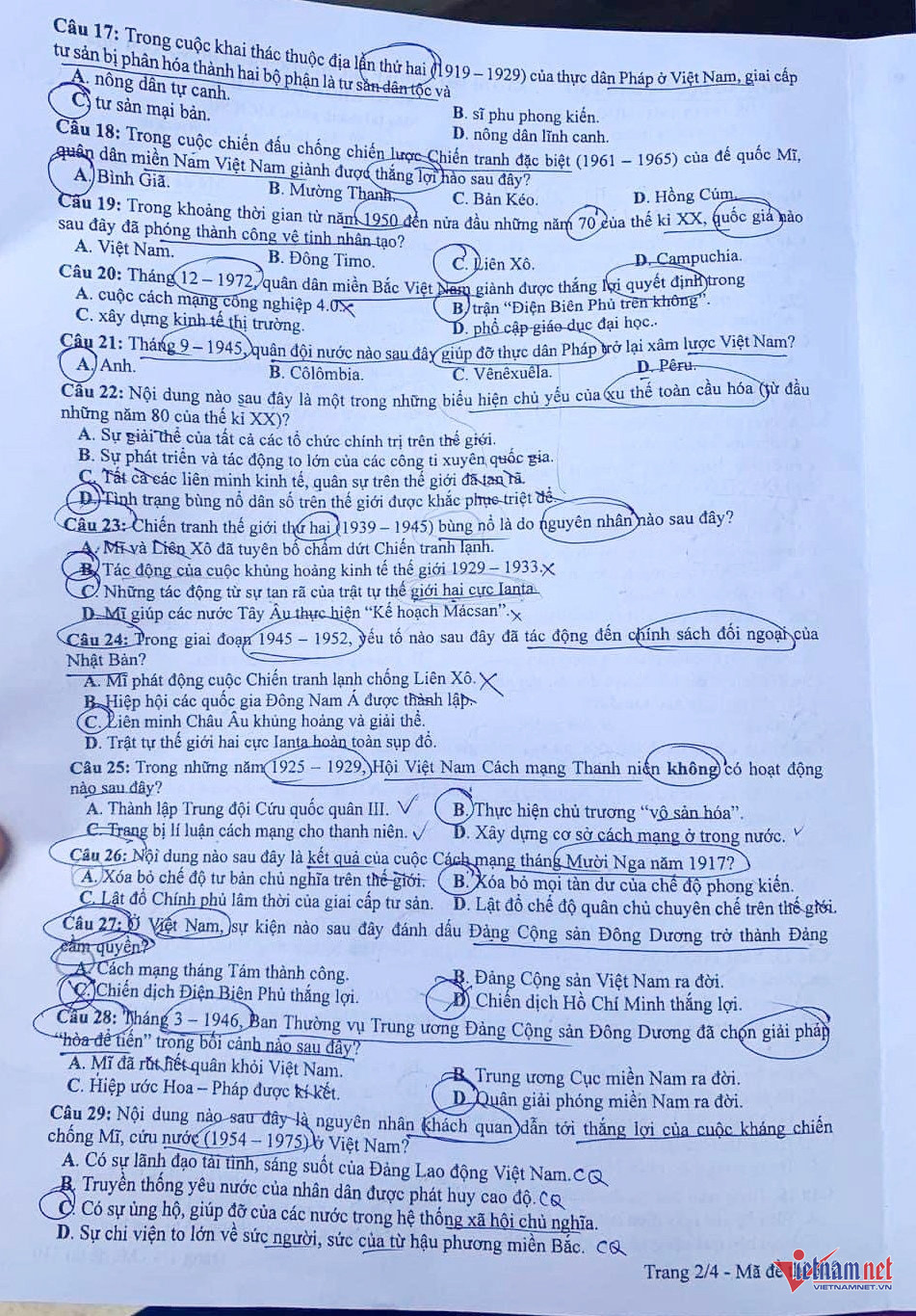 Đề thi môn Lịch sử tốt nghiệp THPT năm 2024-2