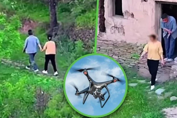 Chồng dùng flycam bắt quả tang vợ ngoại tình với sếp trong ngôi nhà đổ nát-1