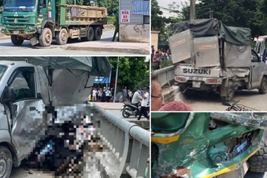 Thông tin đăng kiểm 2 xe tải trong vụ tai nạn ở Hoài Đức làm 4 người chết