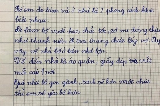 Bài văn “bóc phốt” bố của học sinh tiểu học nói lên nỗi lòng của bao bà mẹ, ai đọc cũng xuýt xoa khen