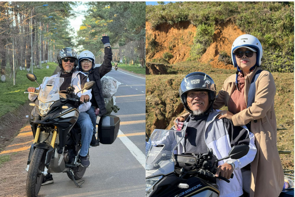 Phượt thủ TPHCM 70 tuổi lái xe máy đưa vợ vi vu khắp nơi để bù đắp thanh xuân-1