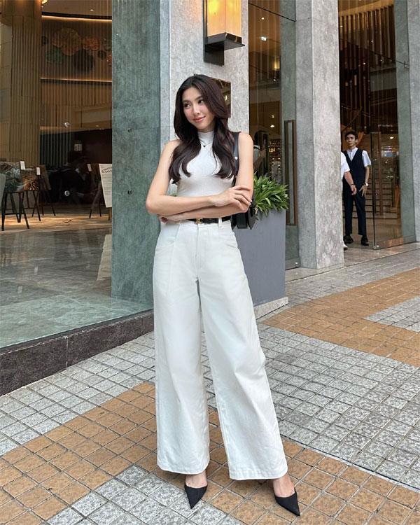 Tham khảo các mỹ nhân Việt 3 mẫu quần ống rộng giúp mặc đẹp suốt mùa hè-1