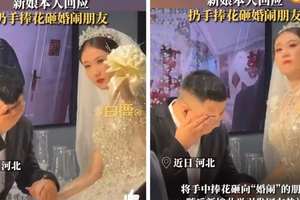 Trêu đùa chú rể quá đà, vị khách nhận ngay trái đắng từ cô dâu-1